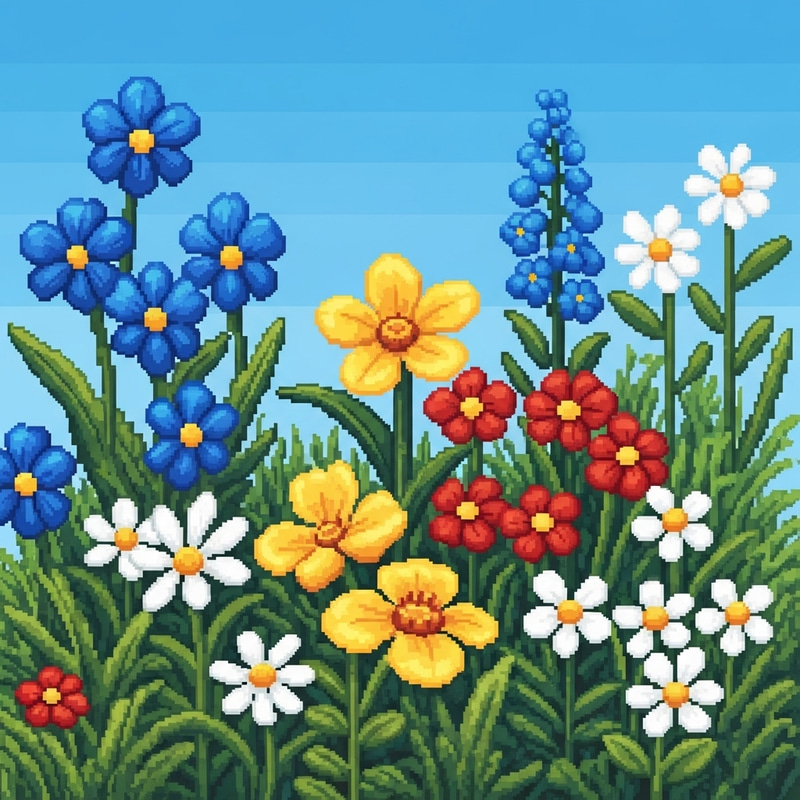 Pixel Flowers: Vibrant Floral Illustrations Pixel Flowers: Vibrant Floral Illustrations
