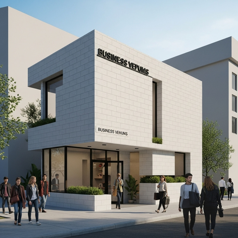 Modern Geometric Small Business Venue in Urban Setting Modern Geometric Small Business Venue in Urban Setting