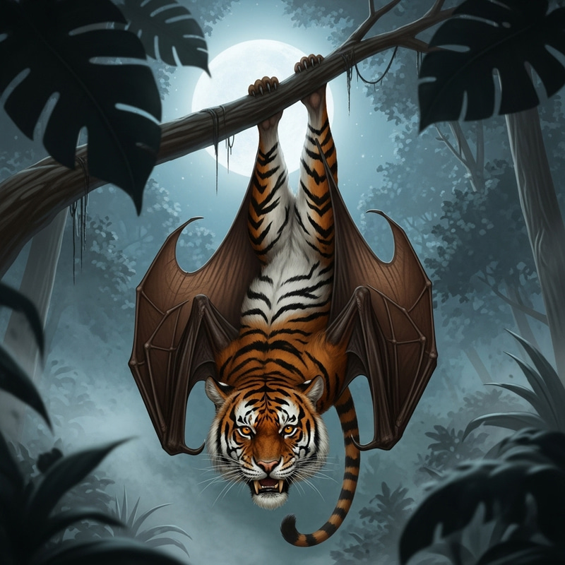 Tiger Bat Fusion: Majestic Wildlife Harmony