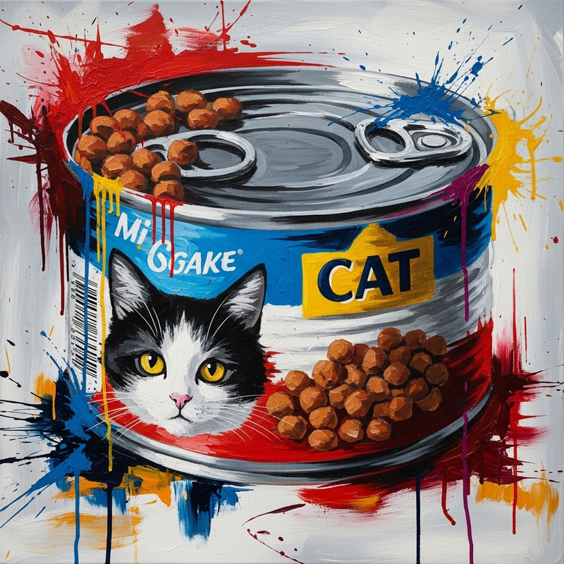 Cat Food Can Artwork: Abstract Expressionist Interpretation