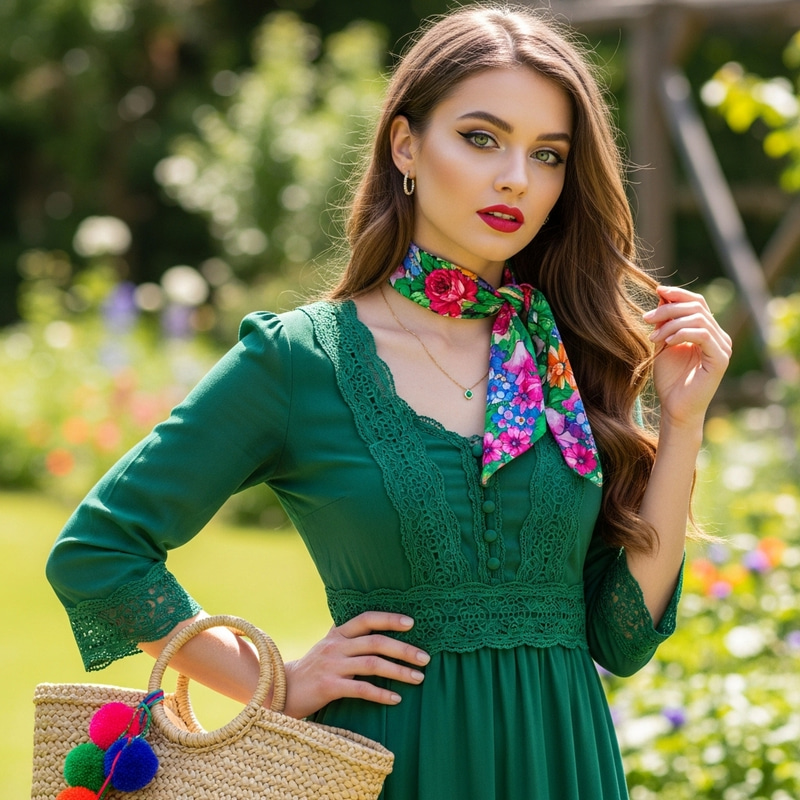 Tatiana: Graceful Woman with Bright Green Eyes and Luxurious Chestnut Hair