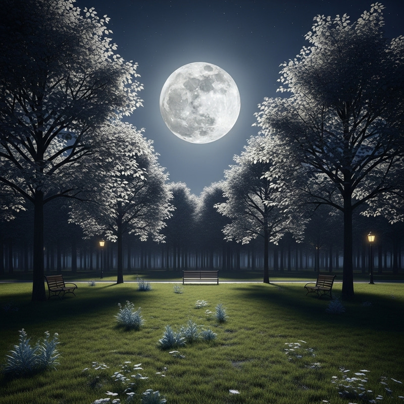 Moonlit Park: Realistic HD Night Landscape