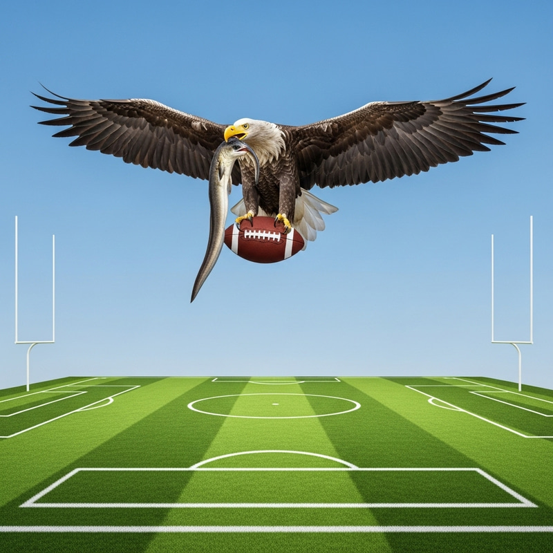 Majestic Sea Eagle Soaring with Eel and Football Majestic Sea Eagle Soaring with Eel and Football