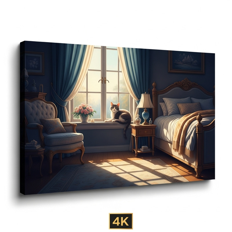 Charming Cat by the Window: A Relaxing Digital Art Charming Cat by the Window: A Relaxing Digital Art