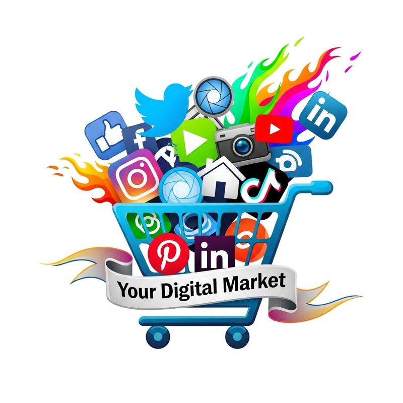Social Media Services Cart Logo | Digital Market