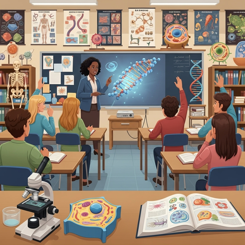 Vibrant Biology Classroom Illustration | Interactive Education Vibrant Biology Classroom Illustration | Interactive Education
