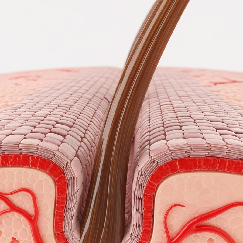 Microscopic View of Healthy Human Hair Follicle | Cuticle Layers Revealed
