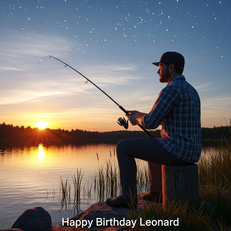 Realistic 3D Render of Man Fishing at Lake During Sunset Realistic 3D Render of Man Fishing at Lake During Sunset