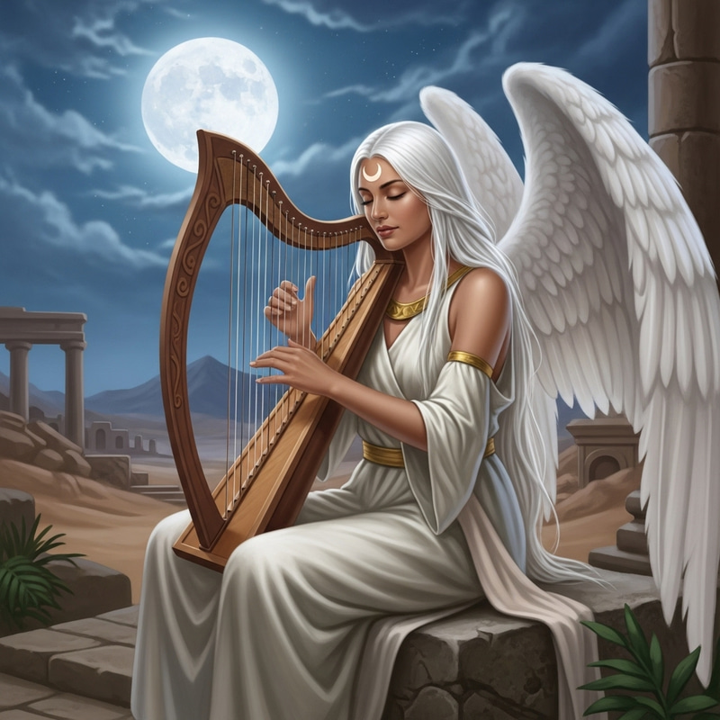Princess Serenity: Enchanting Harpist in Greek Robes