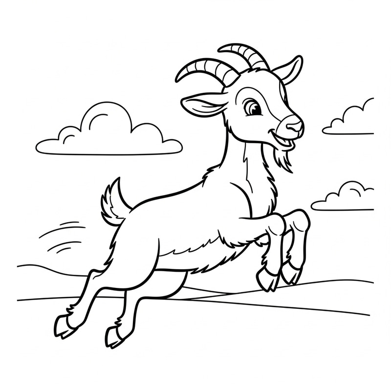 Playful Goat Coloring Page for Kids - Classic Children’s Illustration Playful Goat Coloring Page for Kids - Classic Children’s Illustration