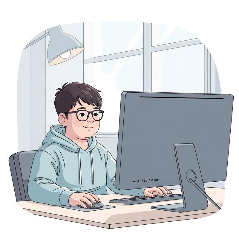 Minimalist Digital Art of a Tech-Savvy Boy