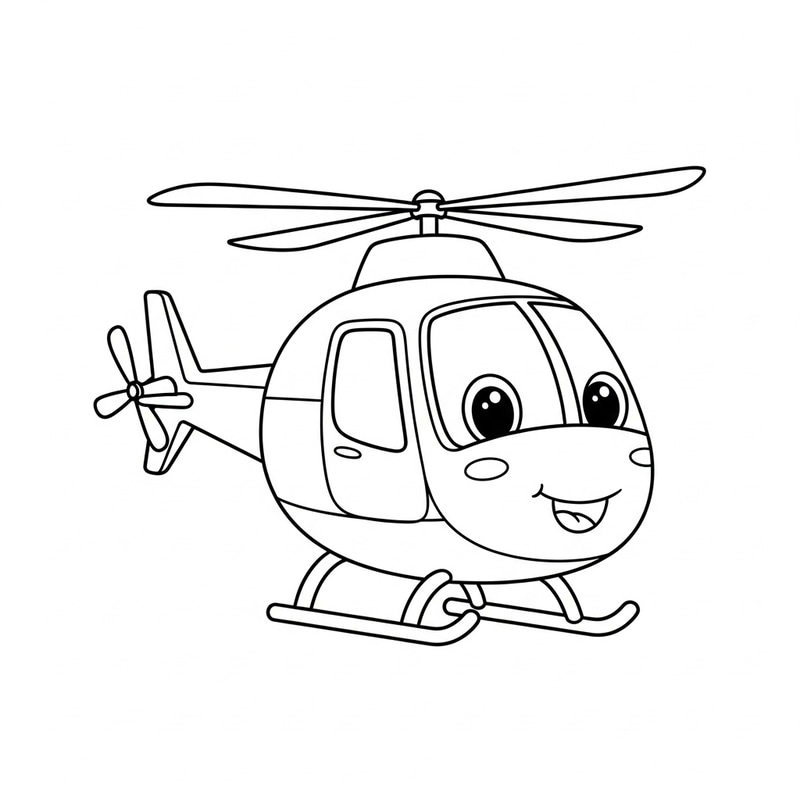 Cute Helicopter Coloring Page for Kids Cute Helicopter Coloring Page for Kids