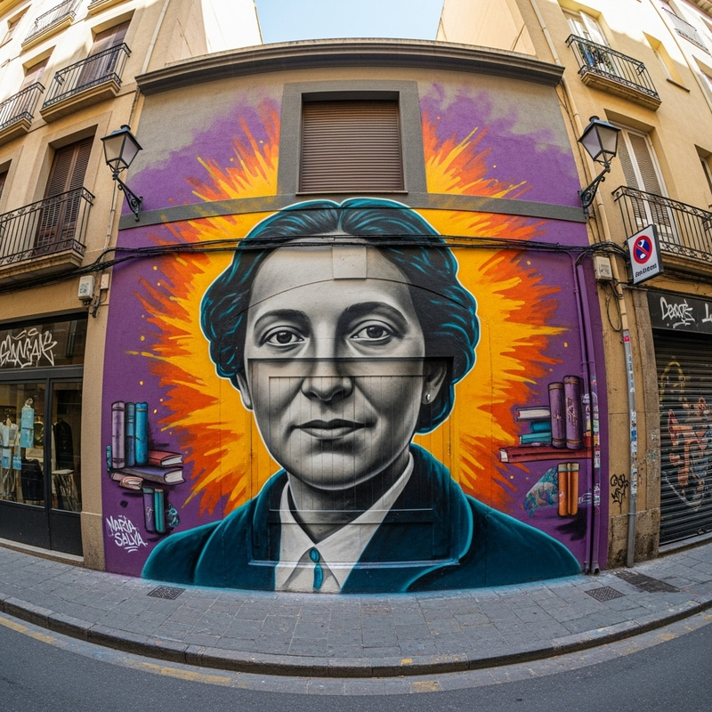 Vibrant Street Mural of Female Writer Inspired by Urban Art Movement Vibrant Street Mural of Female Writer Inspired by Urban Art Movement