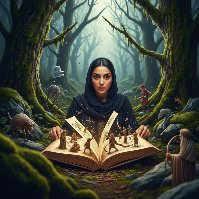 Mystical Forest: Woman Reading Storybook Come to Life