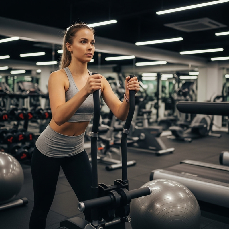 Blonde Beautiful Young Woman in Gym - Fitness Journey