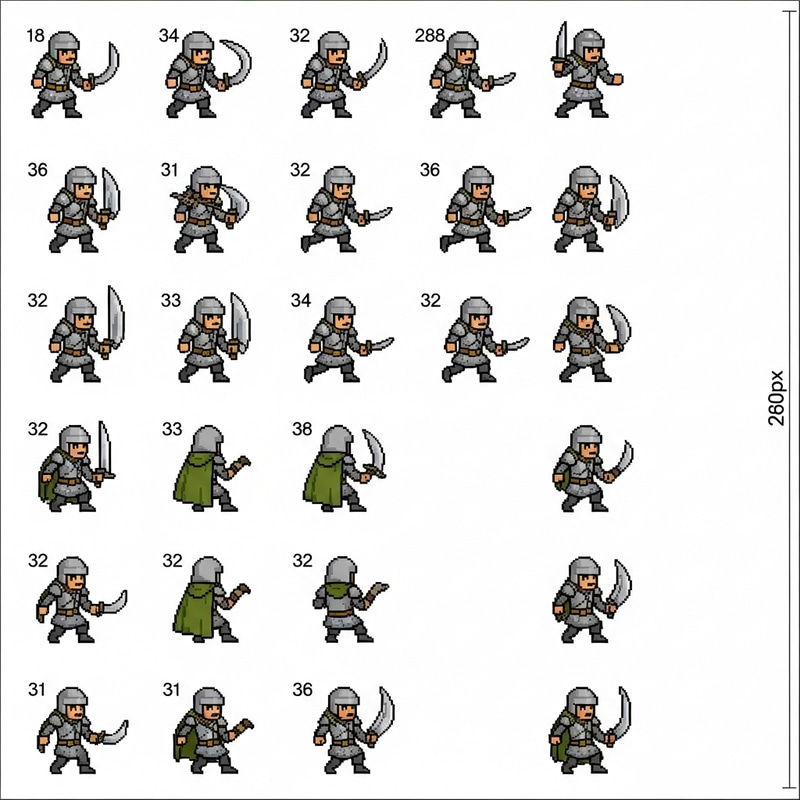 Pixel Art Sprite Sheet: D&D-Style Character Animation - Tabletop RPG Gaming Pixel Art Sprite Sheet: D&D-Style Character Animation - Tabletop RPG Gaming