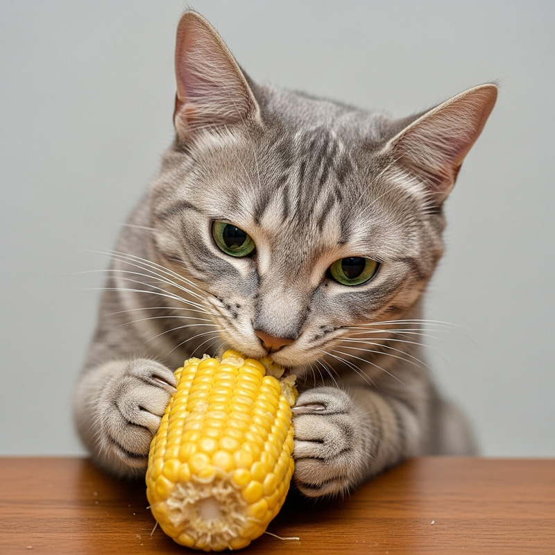 Cute Cat Eating Corn: Adorable Kitten Mealtime Cute Cat Eating Corn: Adorable Kitten Mealtime