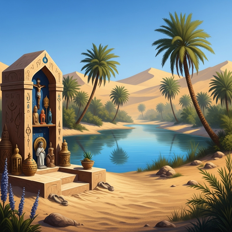 Desert Oasis: Spiritual Shrine and Tranquil Setting Desert Oasis: Spiritual Shrine and Tranquil Setting