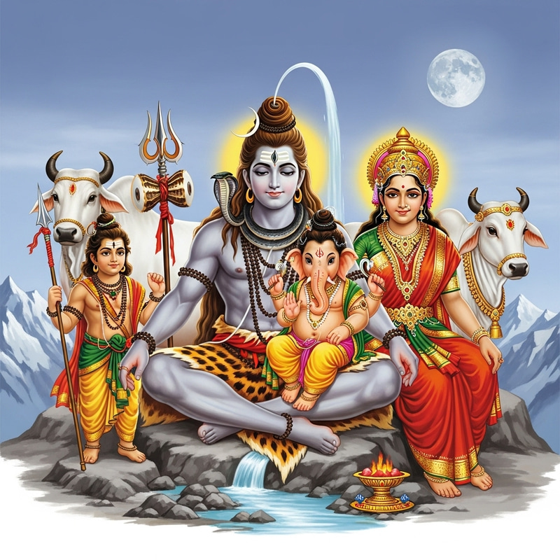 Lord Shiva Family: Hindu Mythology Divine Illustration Lord Shiva Family: Hindu Mythology Divine Illustration