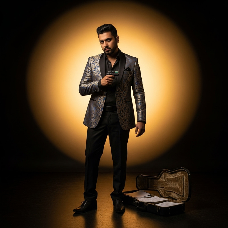 Captivating South Asian Musician with Taser on Stage