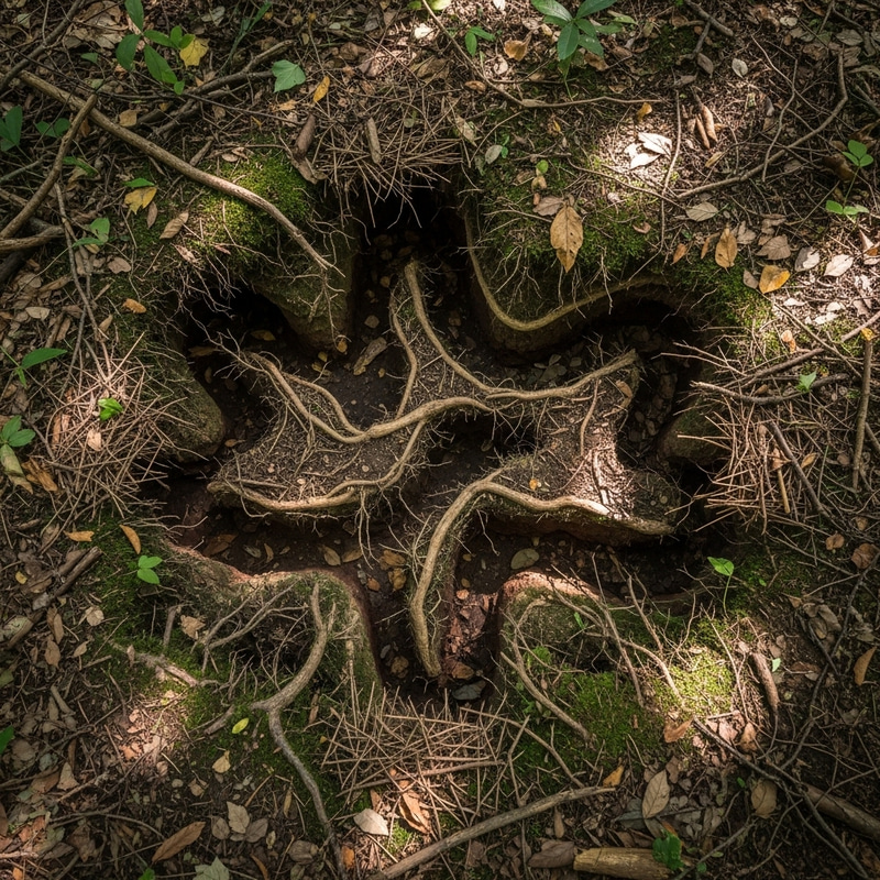 View of Tiny Abandoned Underground Forest Tunnels View of Tiny Abandoned Underground Forest Tunnels