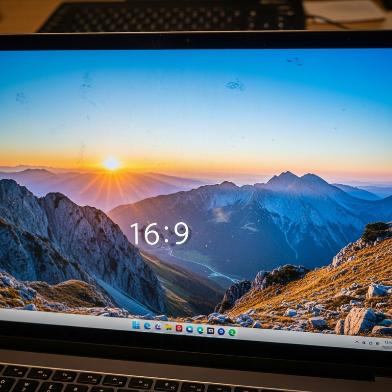 Close-Up of Laptop Screen in 16:9 Format