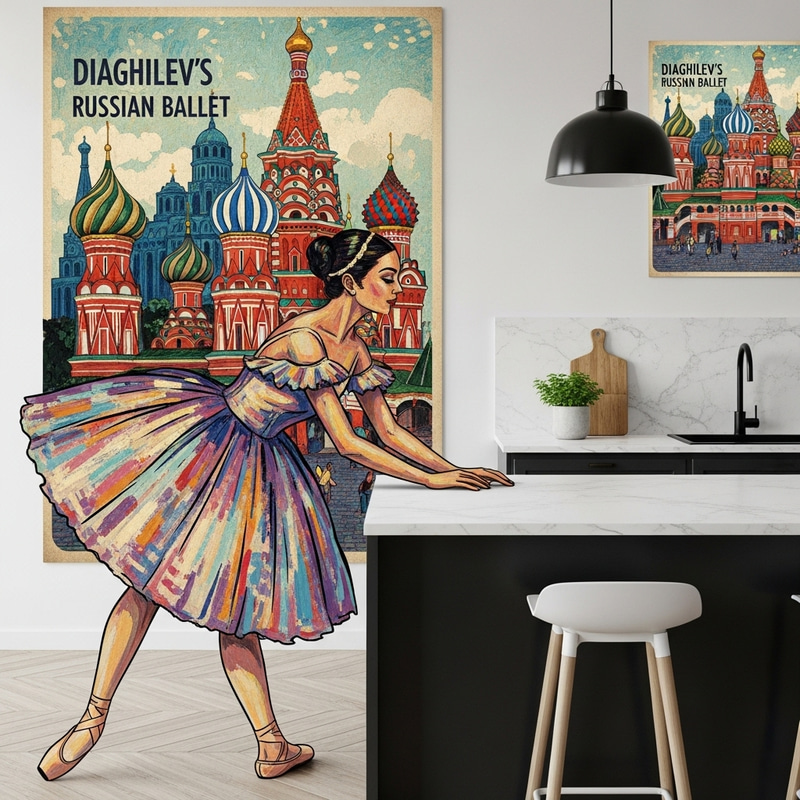 Elegant Russian Ballerina Poster: Vibrant Colors & Contemporary Flair Elegant Russian Ballerina Poster: Vibrant Colors & Contemporary Flair