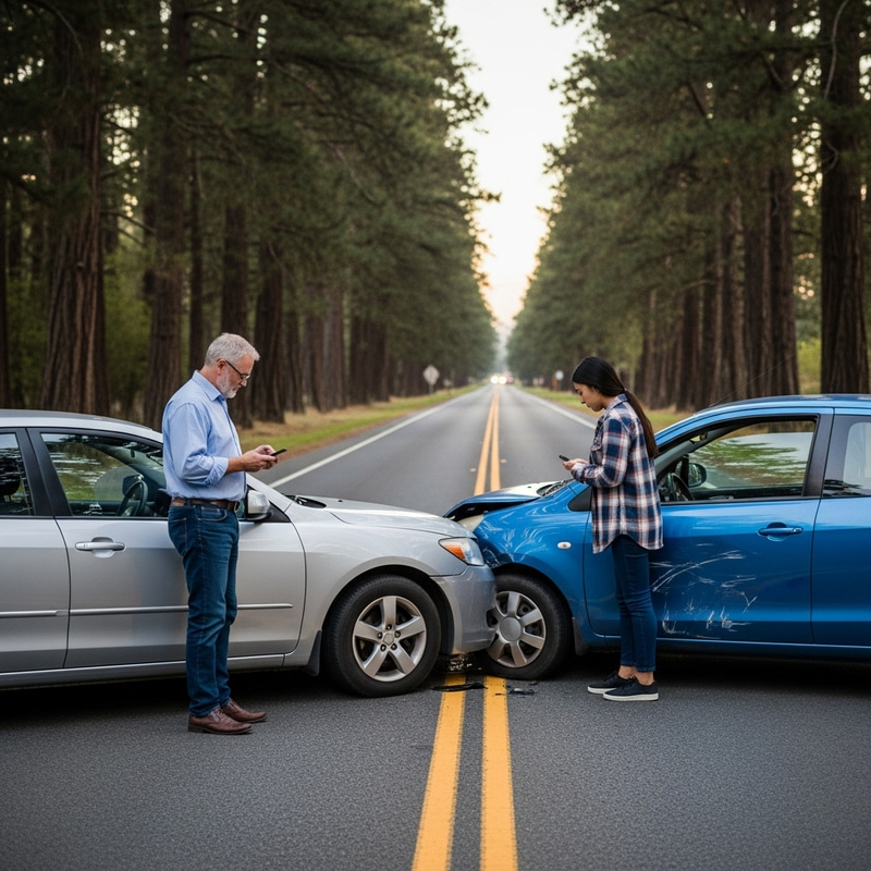 Evening Street Collision: Two Cars Involved in Minor Accident