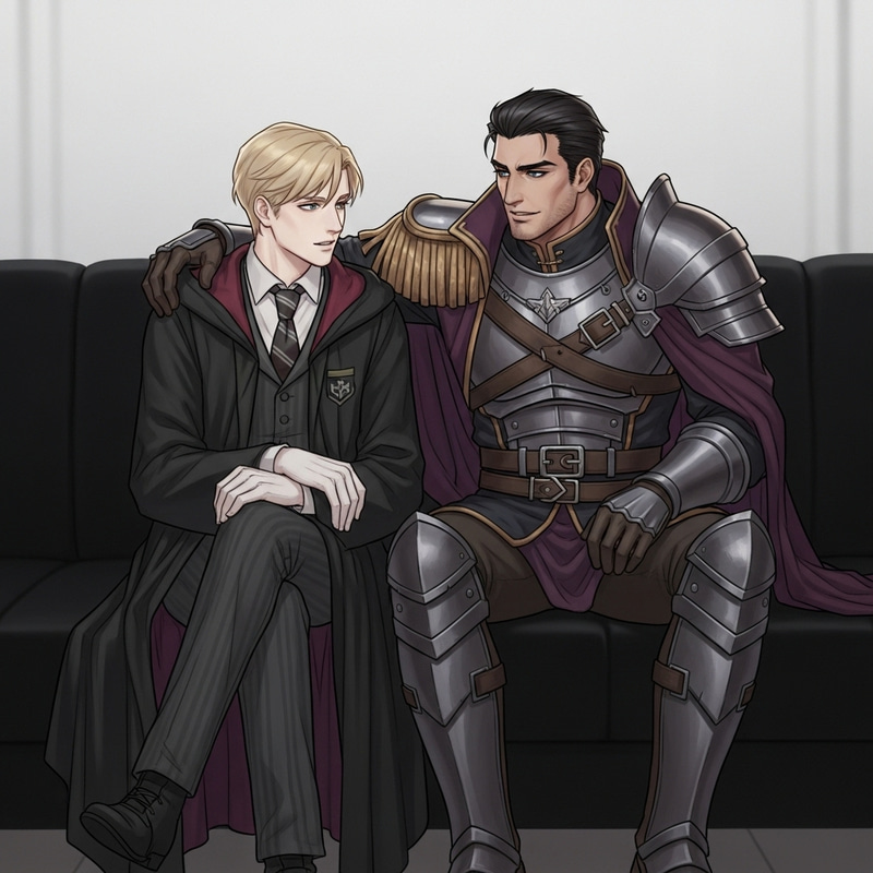 Draco Malfoy and Ben Barnes on Black Sofa in Conversation Draco Malfoy and Ben Barnes on Black Sofa in Conversation