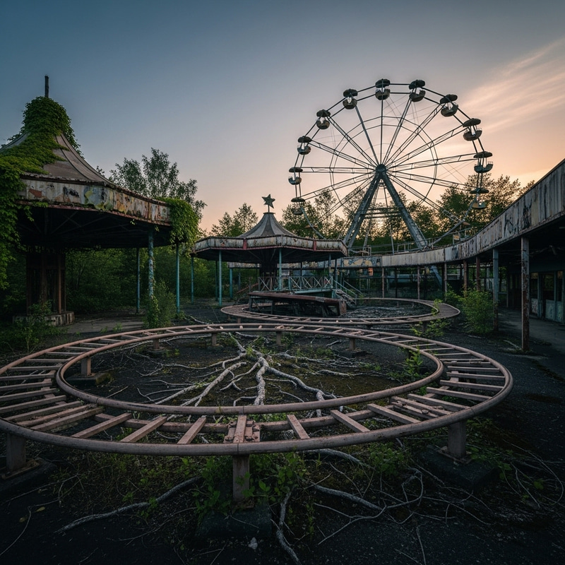 Abandoned Amusement Park: Surreal Beauty Captured