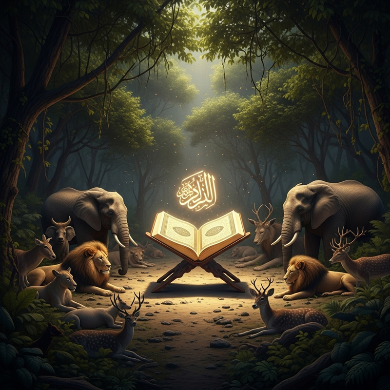 Holy Quran in Jungle: Divine Harmony with Wildlife Holy Quran in Jungle: Divine Harmony with Wildlife
