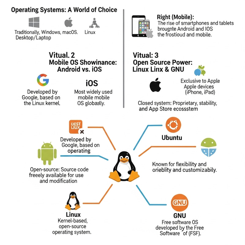 Comparison of Windows, macOS, Linux, Android, and iOS Operating Systems in Today's Digital Landscape Comparison of Windows, macOS, Linux, Android, and iOS Operating Systems in Today's Digital Landscape
