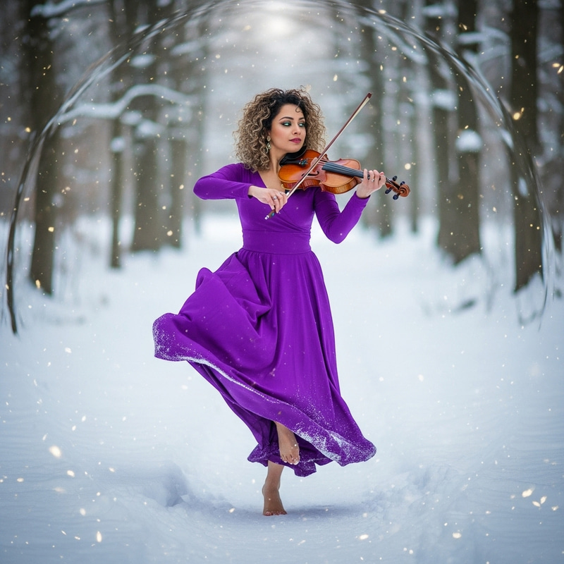 Ethereal Snow Forest Dance: Enchanting Violin Melodies