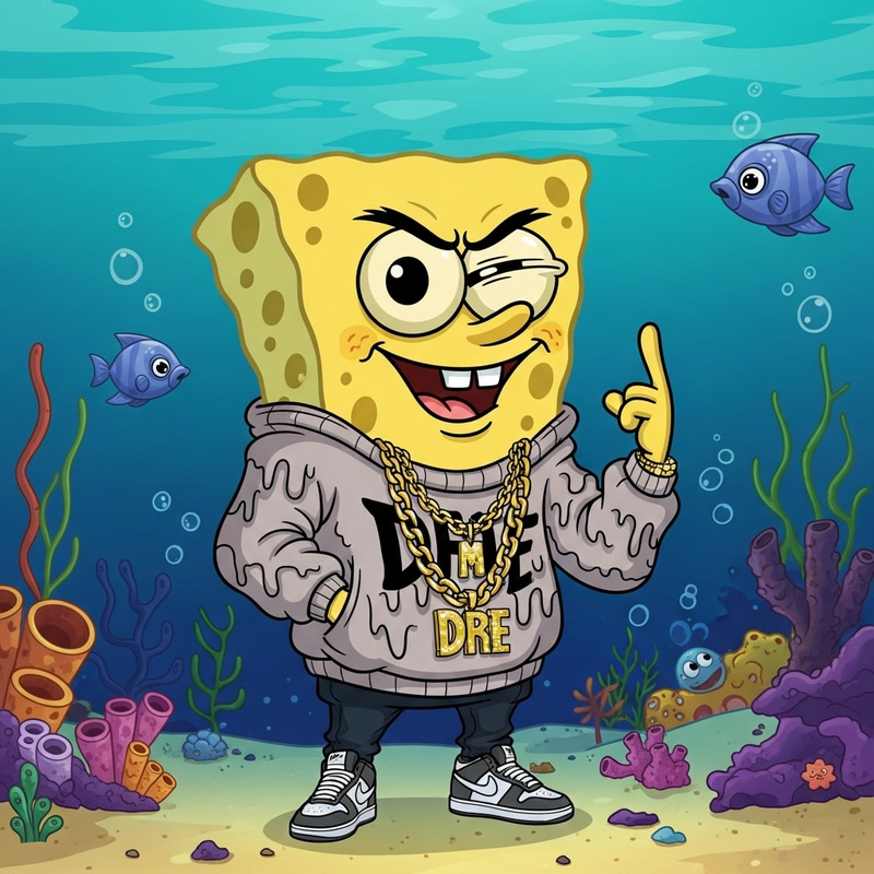 Bob Esponja Drip Villain Pose - Underwater Mischief Bob Esponja Drip Villain Pose - Underwater Mischief