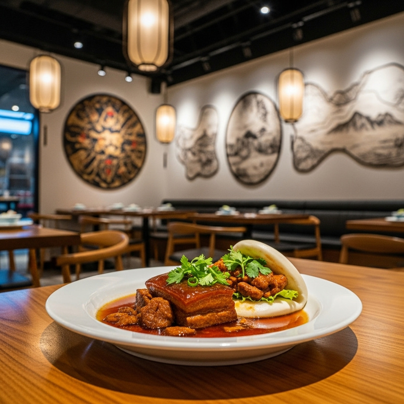 Taiwanese Braised Pork Belly in Modern Asian Restaurant Taiwanese Braised Pork Belly in Modern Asian Restaurant