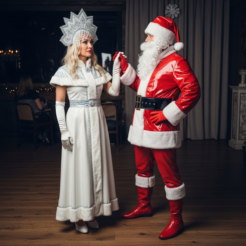 Sensual Snow Maiden & Santa Claus Latex Costume Party Sensual Snow Maiden & Santa Claus Latex Costume Party