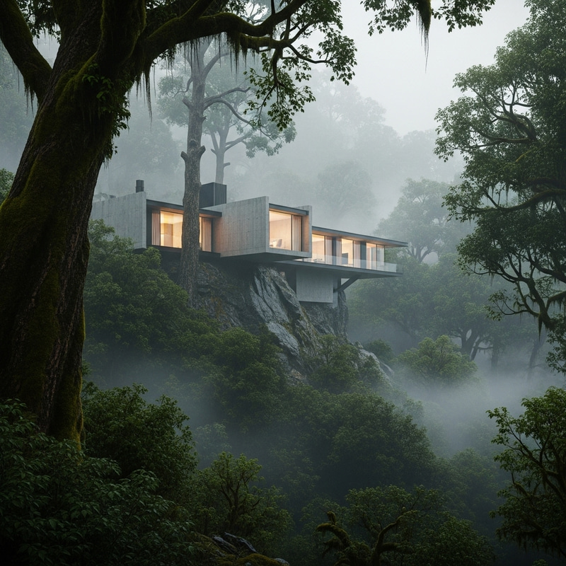 Modern Mountain Mansion Surrounded by Lush Forest Modern Mountain Mansion Surrounded by Lush Forest