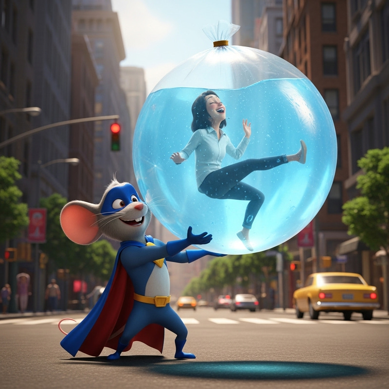 Minnie Mouse Foils Villain with Woman in Inflated Diaper