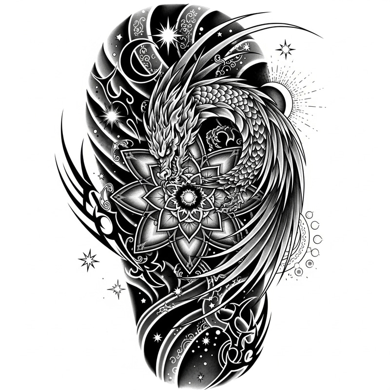 Update Your Tattoo Design with Mythical Dragon & Mandala Theme