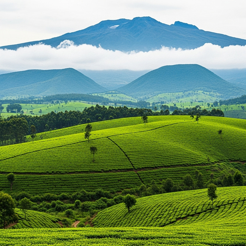 Vibrant Tea Plantation at Mount Kenya - Nature's Beauty