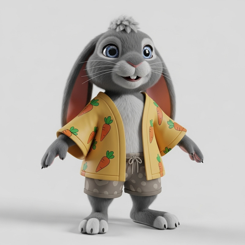 Mindful Anthropomorphic Lop Rabbit in Captivating Kimono Mindful Anthropomorphic Lop Rabbit in Captivating Kimono
