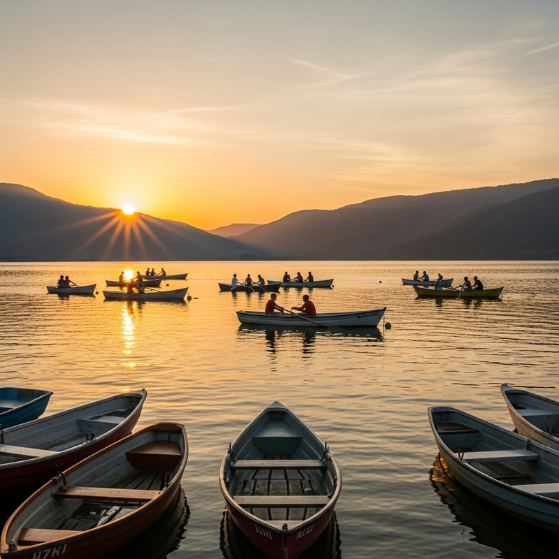 Asymmetrical Balance of a Lake with Boats
