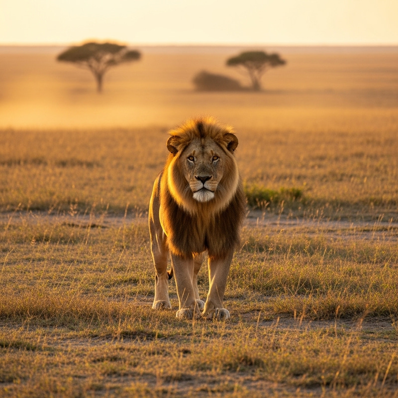Majestic Lion Standing Proud in African Savannah Majestic Lion Standing Proud in African Savannah