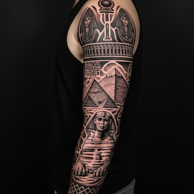 Egyptian Arm Tattoo Design | Mystical Symbols & Hieroglyphics Egyptian Arm Tattoo Design | Mystical Symbols & Hieroglyphics