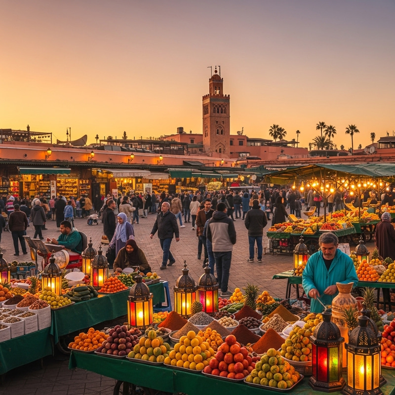 Jemaa El Fna Square in Morocco - Lively Market Scene & Culture Jemaa El Fna Square in Morocco - Lively Market Scene & Culture
