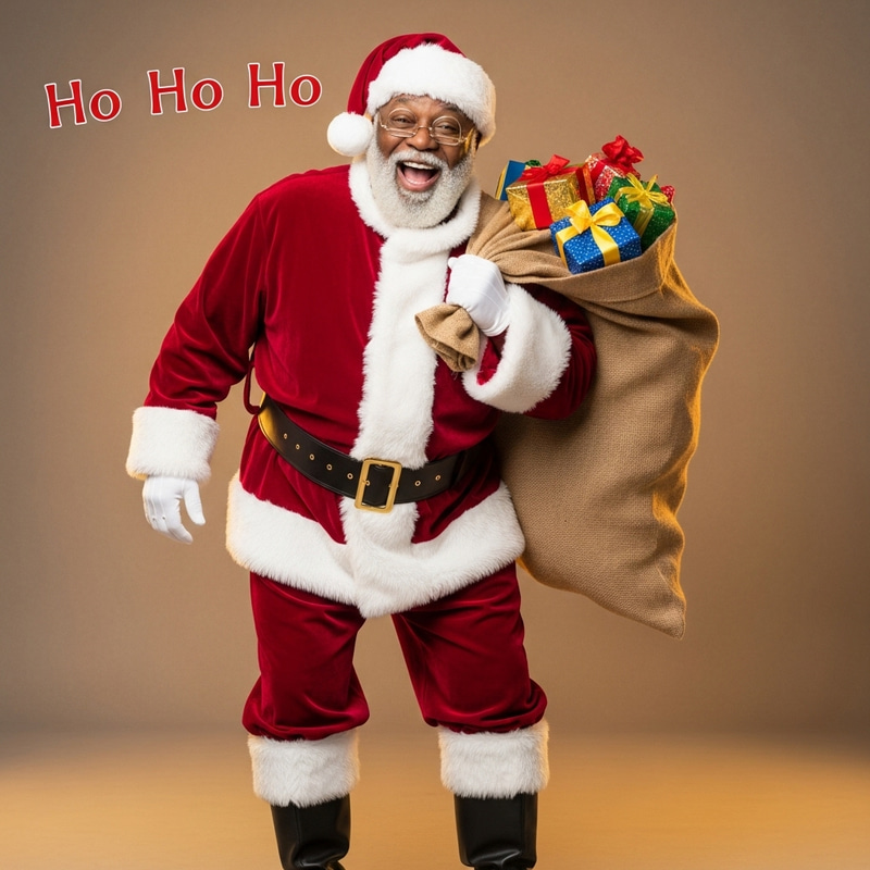 Black Santa Claus with Toy Sack | Festive Portrait Black Santa Claus with Toy Sack | Festive Portrait