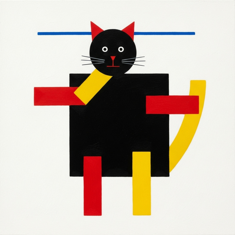 Suprematist Style Cat Art | Geometric Forms & Bold Colors Suprematist Style Cat Art | Geometric Forms & Bold Colors