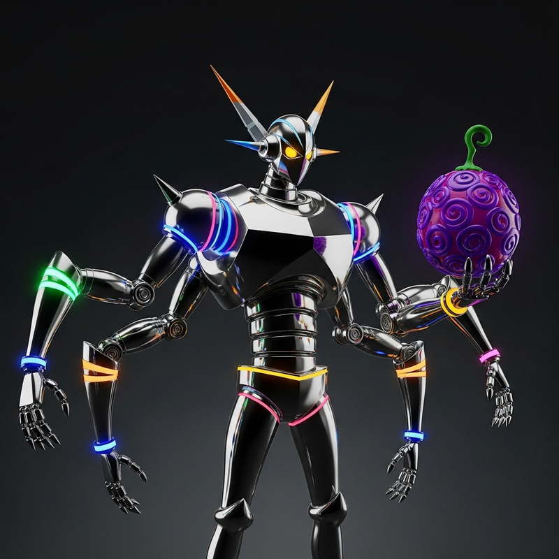 Abstract Robot with Devil Fruit - Futuristic Interpretation Abstract Robot with Devil Fruit - Futuristic Interpretation