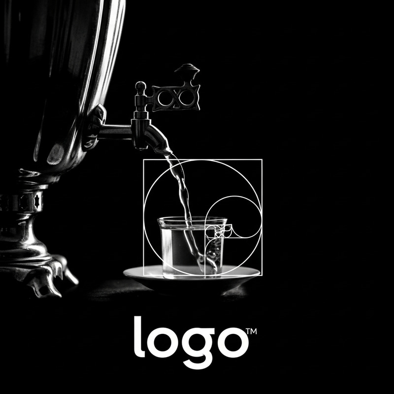 Elegant Samovar Pouring Tea Design with Fibonacci Spiral