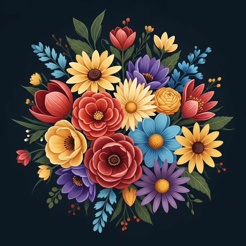 Vibrant Floral Digital Painting - Nature's Beauty Vibrant Floral Digital Painting - Nature's Beauty